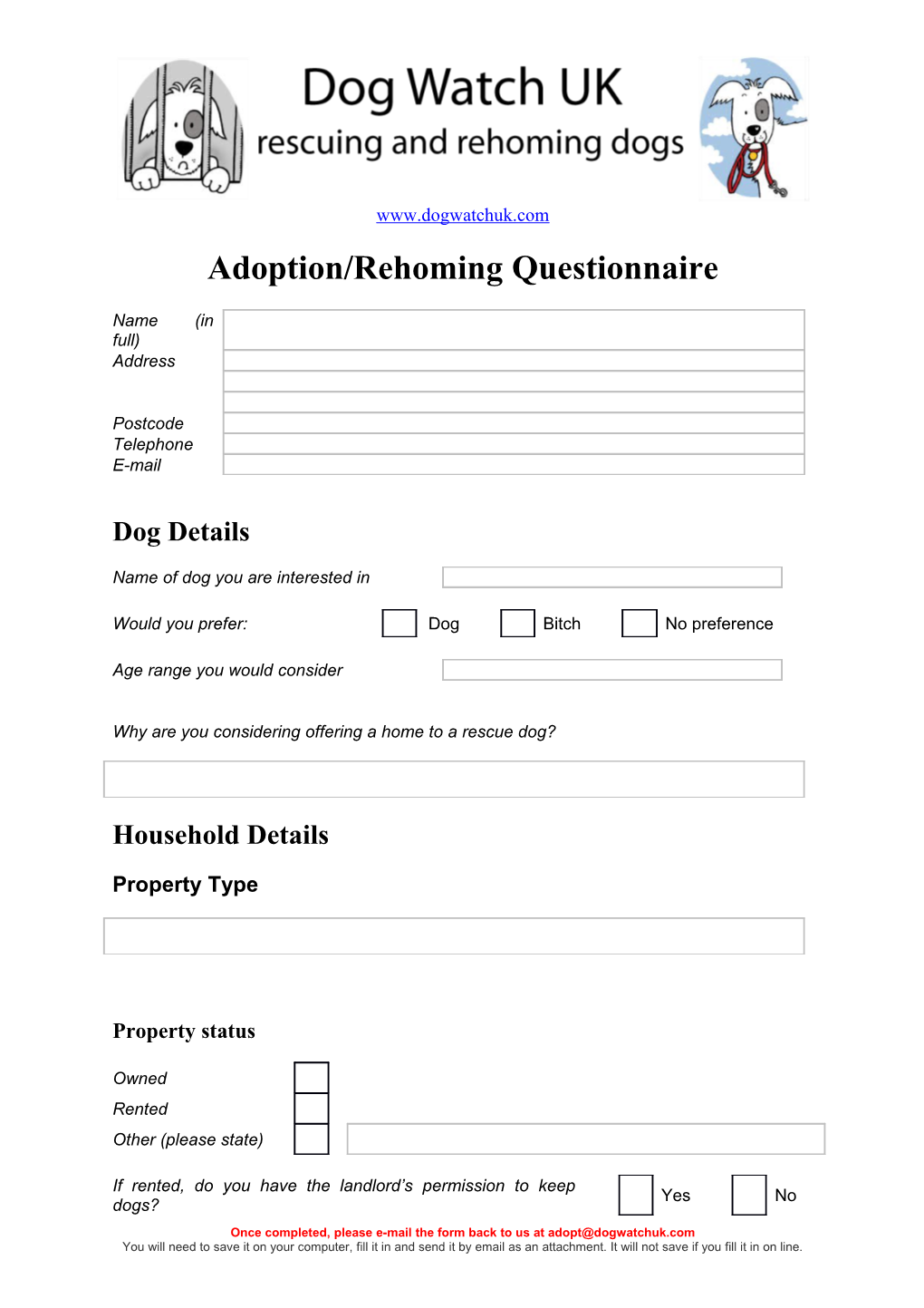 Adoption/Rehoming Questionnaire
