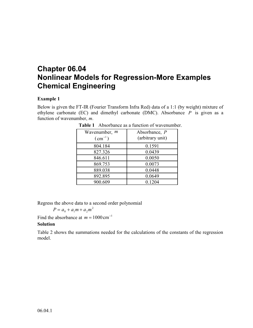 Nonlinear Models for Regression-More Examples: Chemical Engineering
