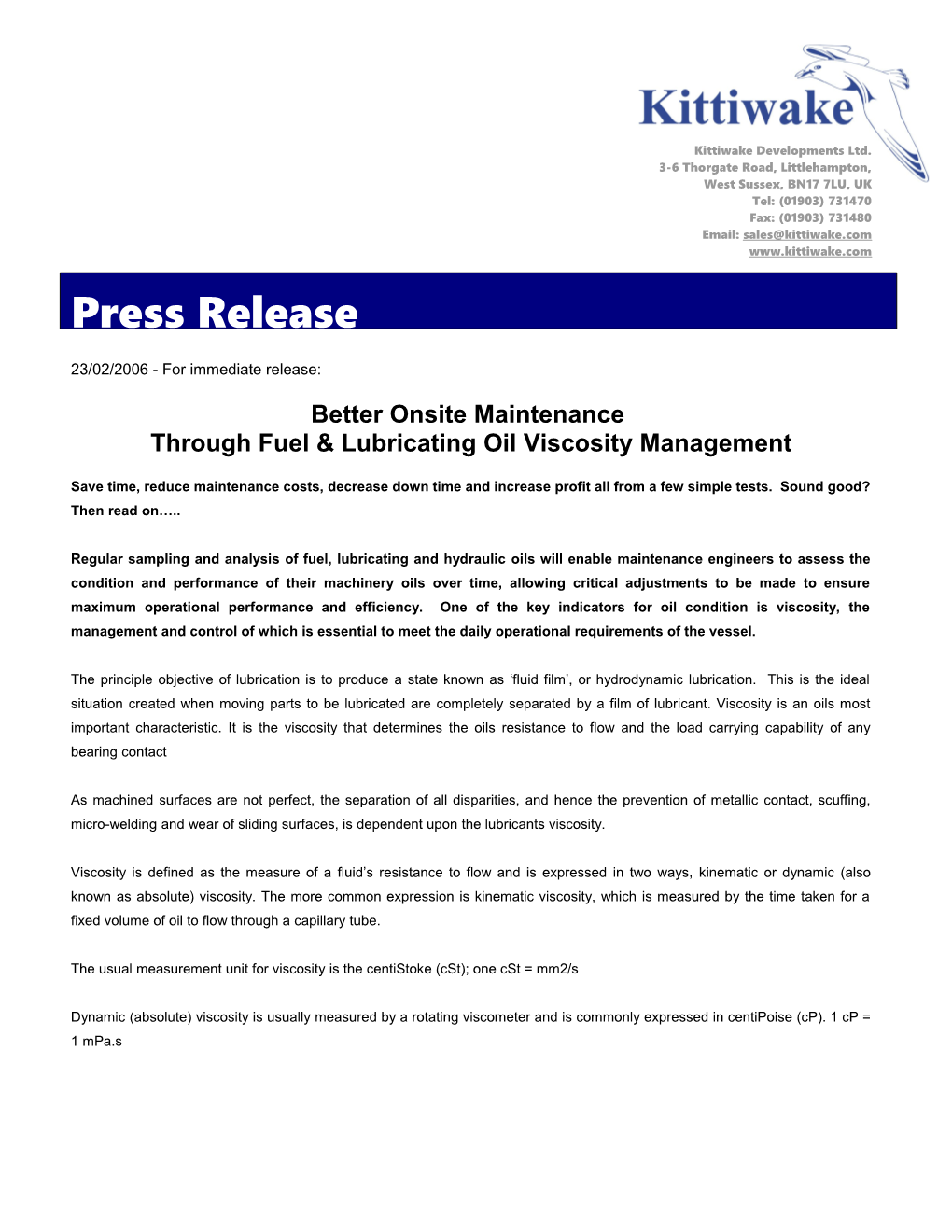 Viscosity Test Kits Continued Page 1 of 5