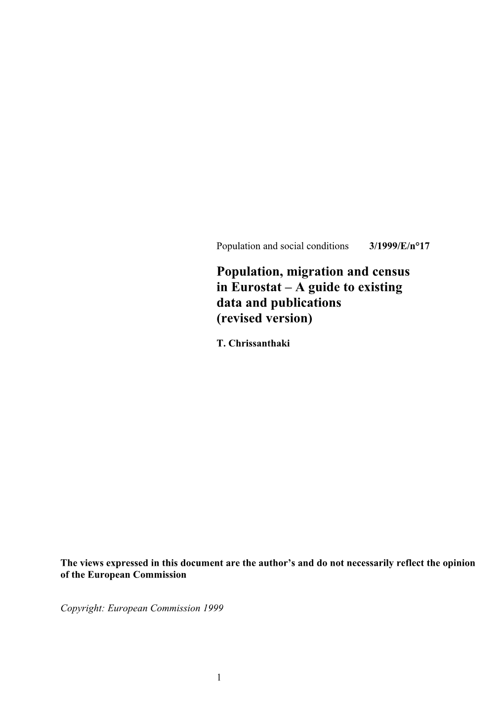 Population, Migration and Census in Eurostat