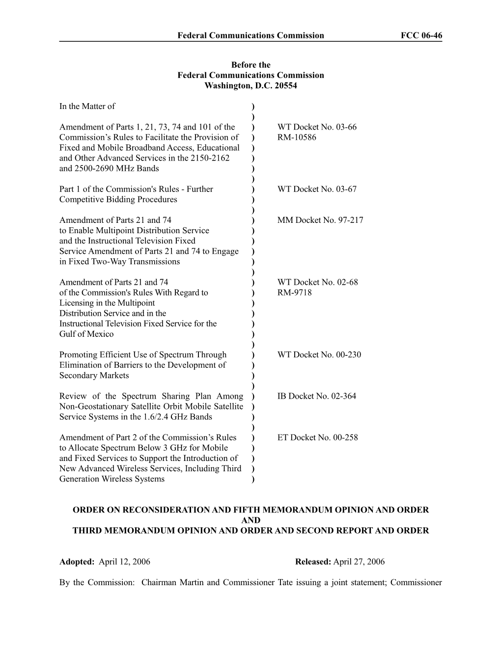 Federal Communications Commissionfcc 06-46