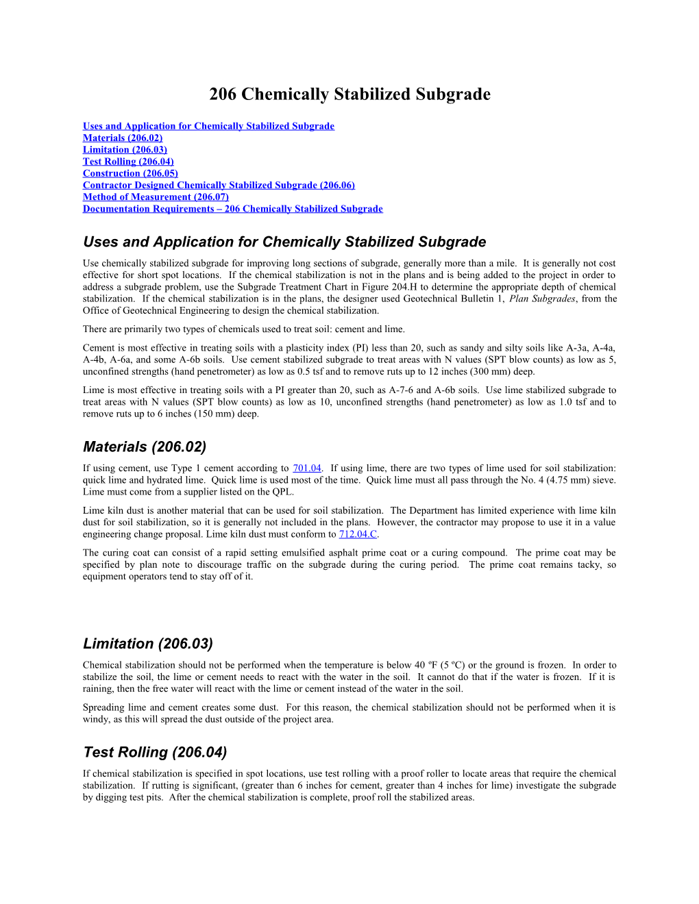 Uses and Application for Chemically Stabilized Subgrade