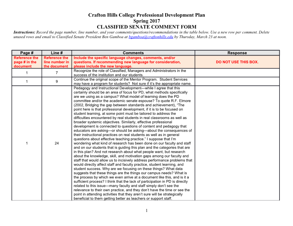 Crafton Hills College Professional Development Plan