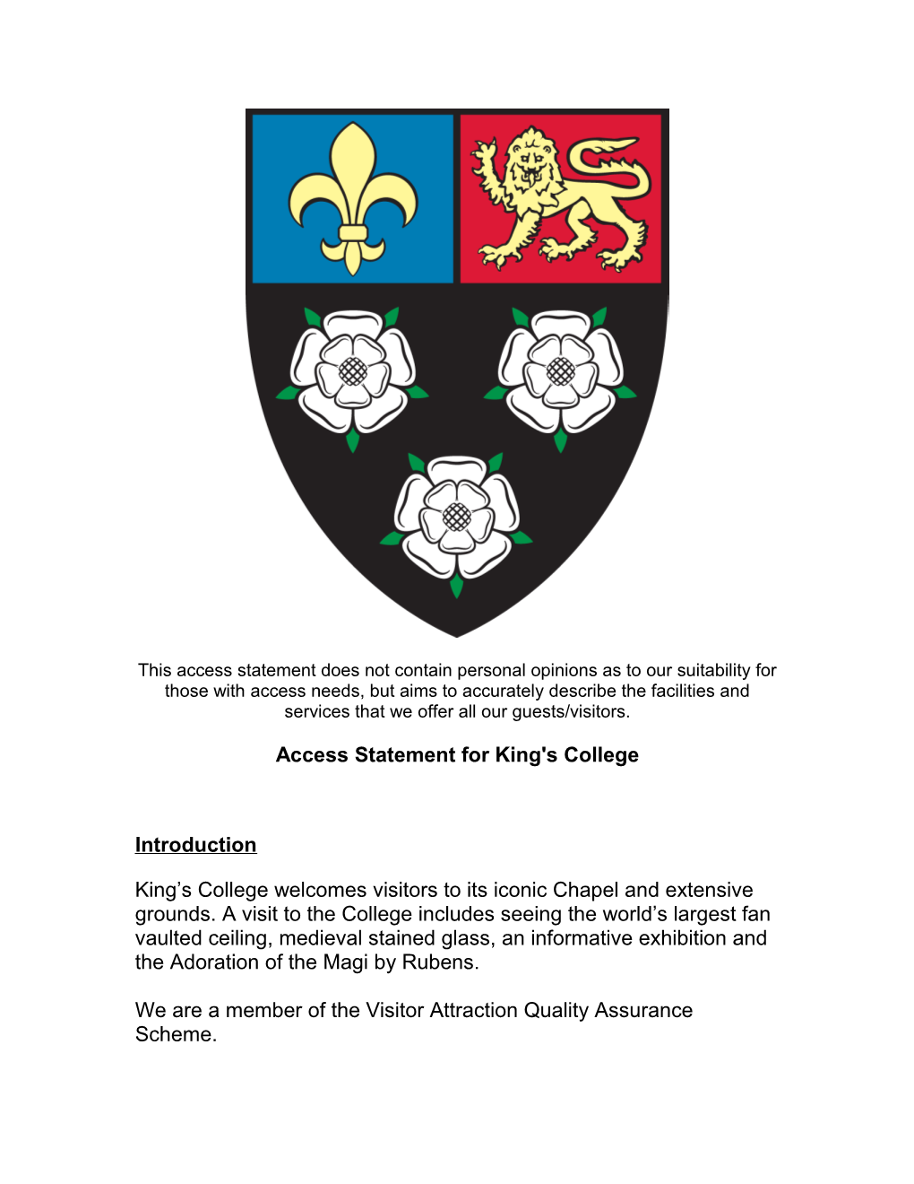 Access Statement for King's College