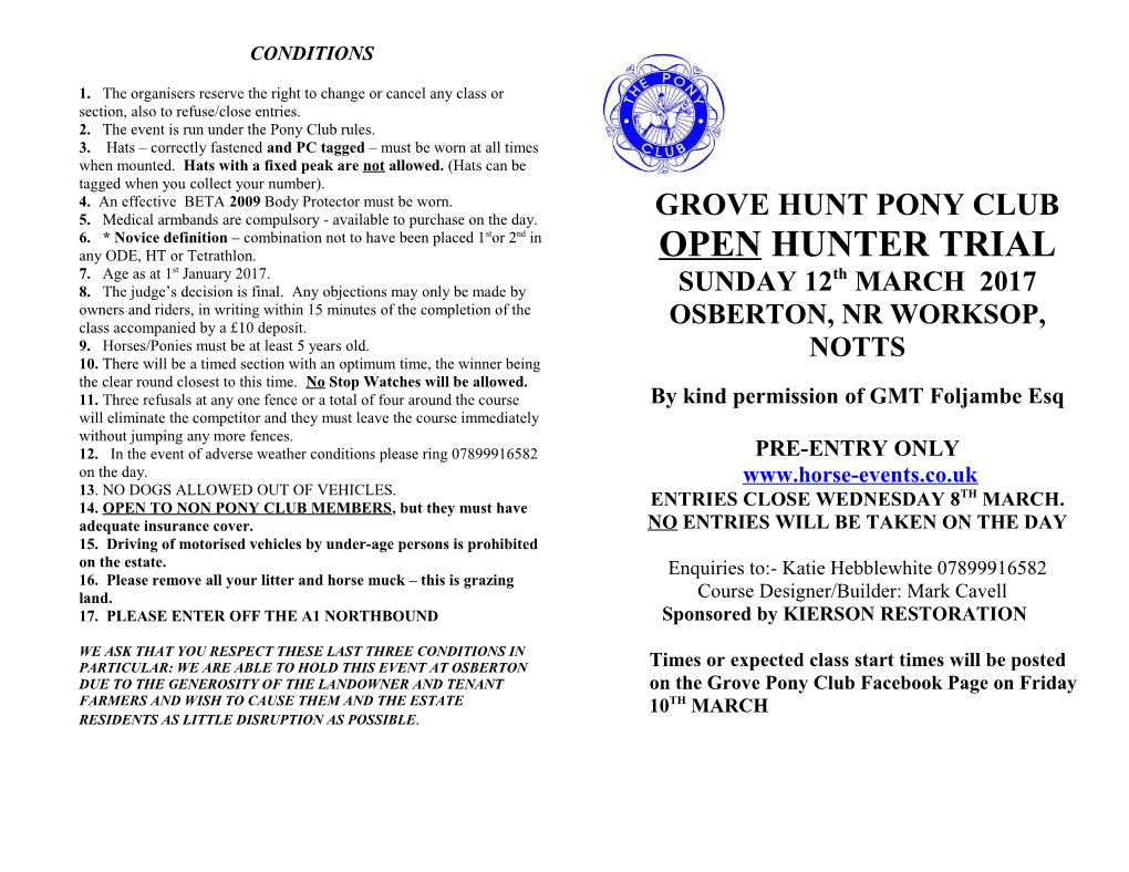 2. the Event Is Run Under the Pony Club Rules