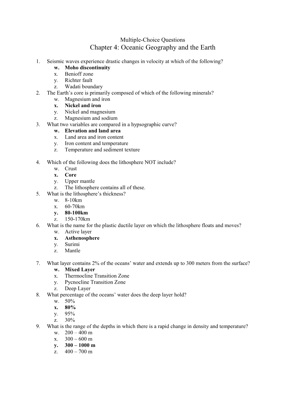 Chapter 4: Oceanic Geography and the Earth