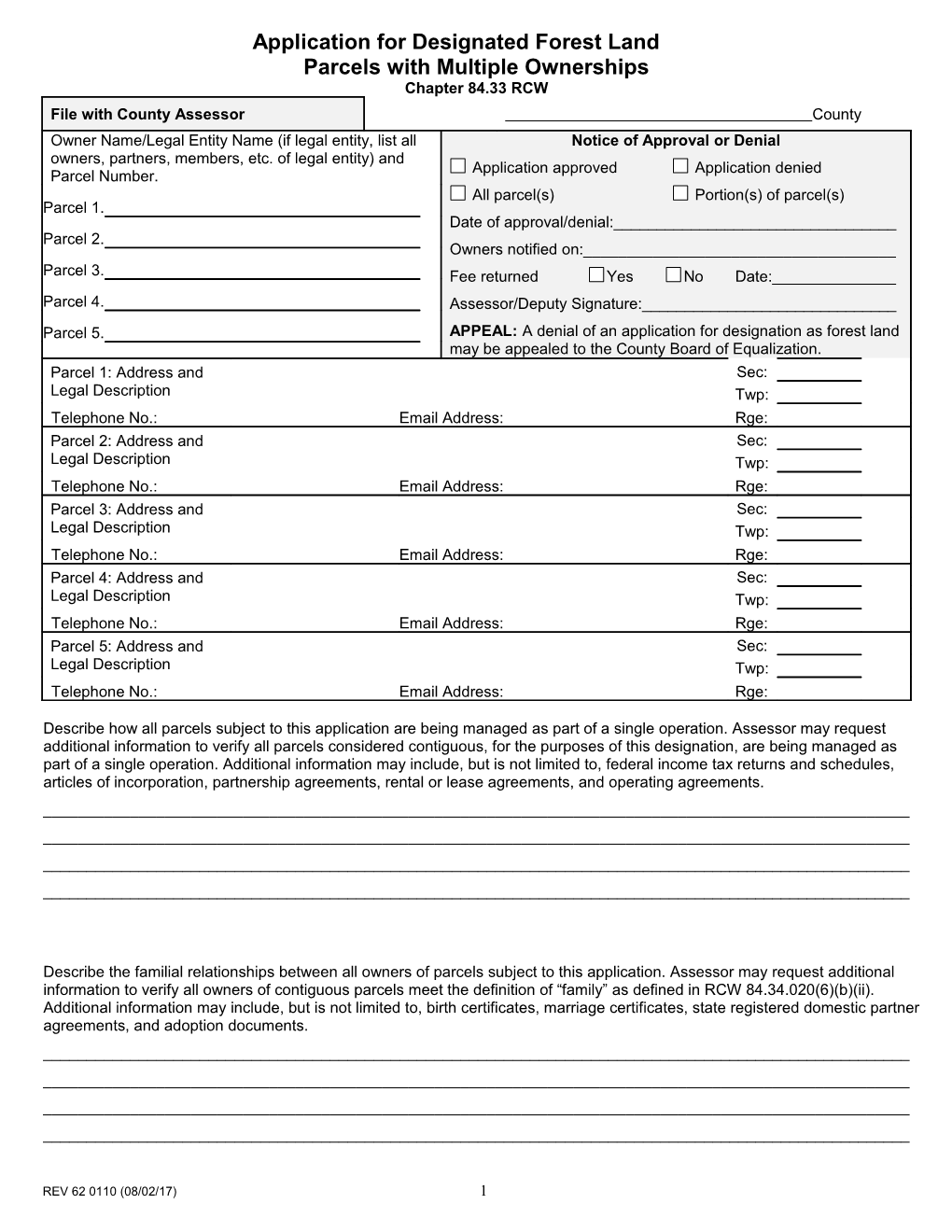 Application for Designated Forest Land