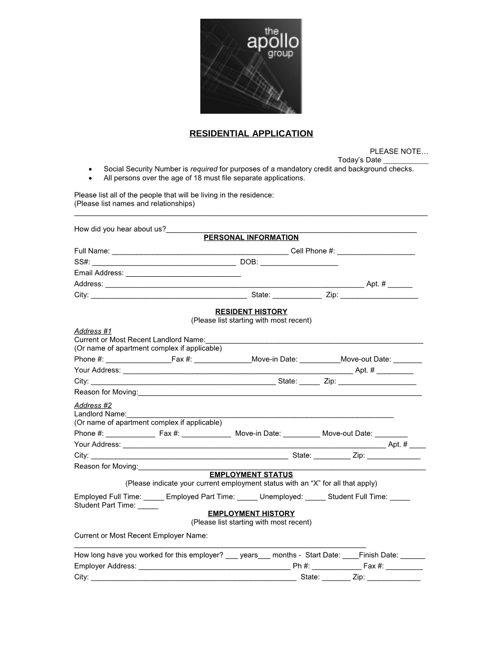 Residential Application