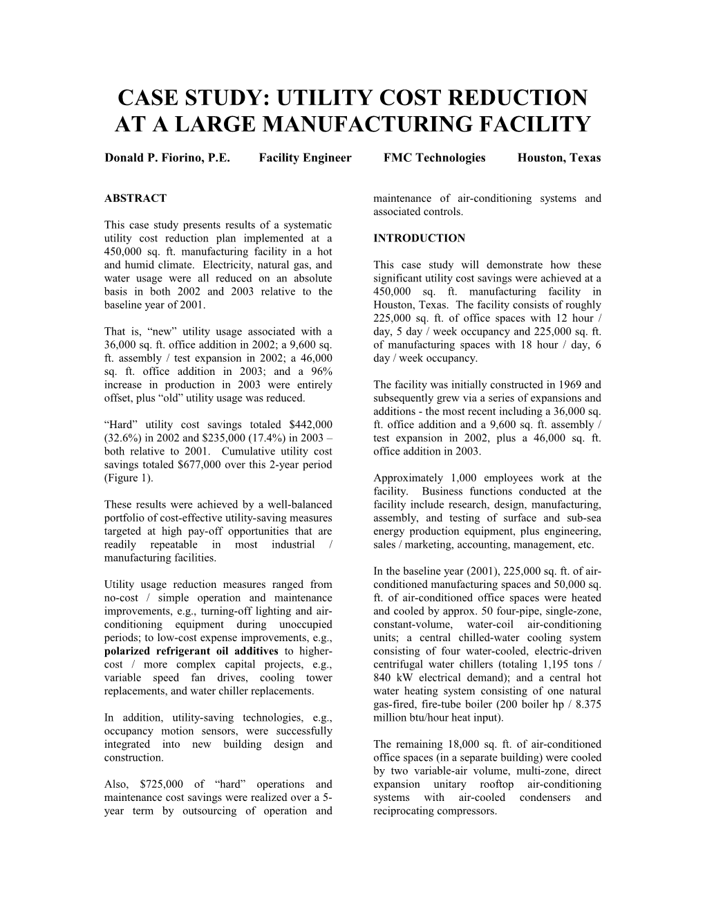 Case Study: Systematic Energy Savings in a Manufacturing Facility