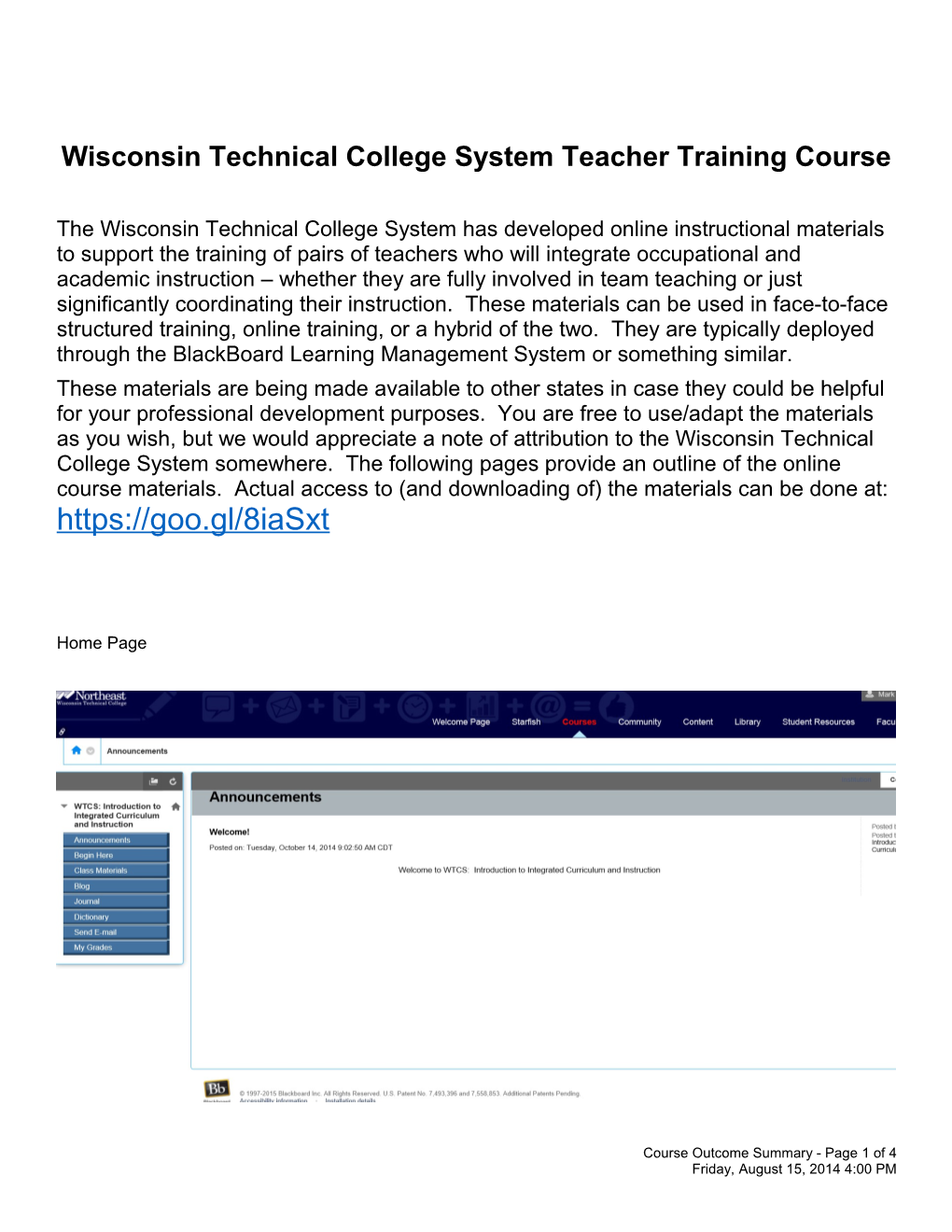 Wisconsin Technical College System Teacher Training Course