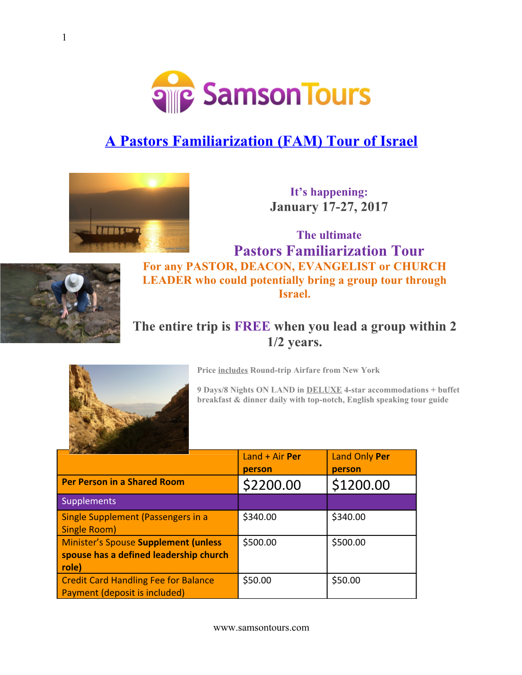 A Pastors Familiarization (FAM)Tour of Israel