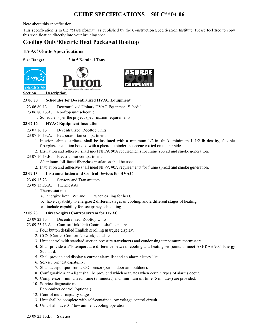 GUIDE SPECIFICATIONS 50Lc 04-06