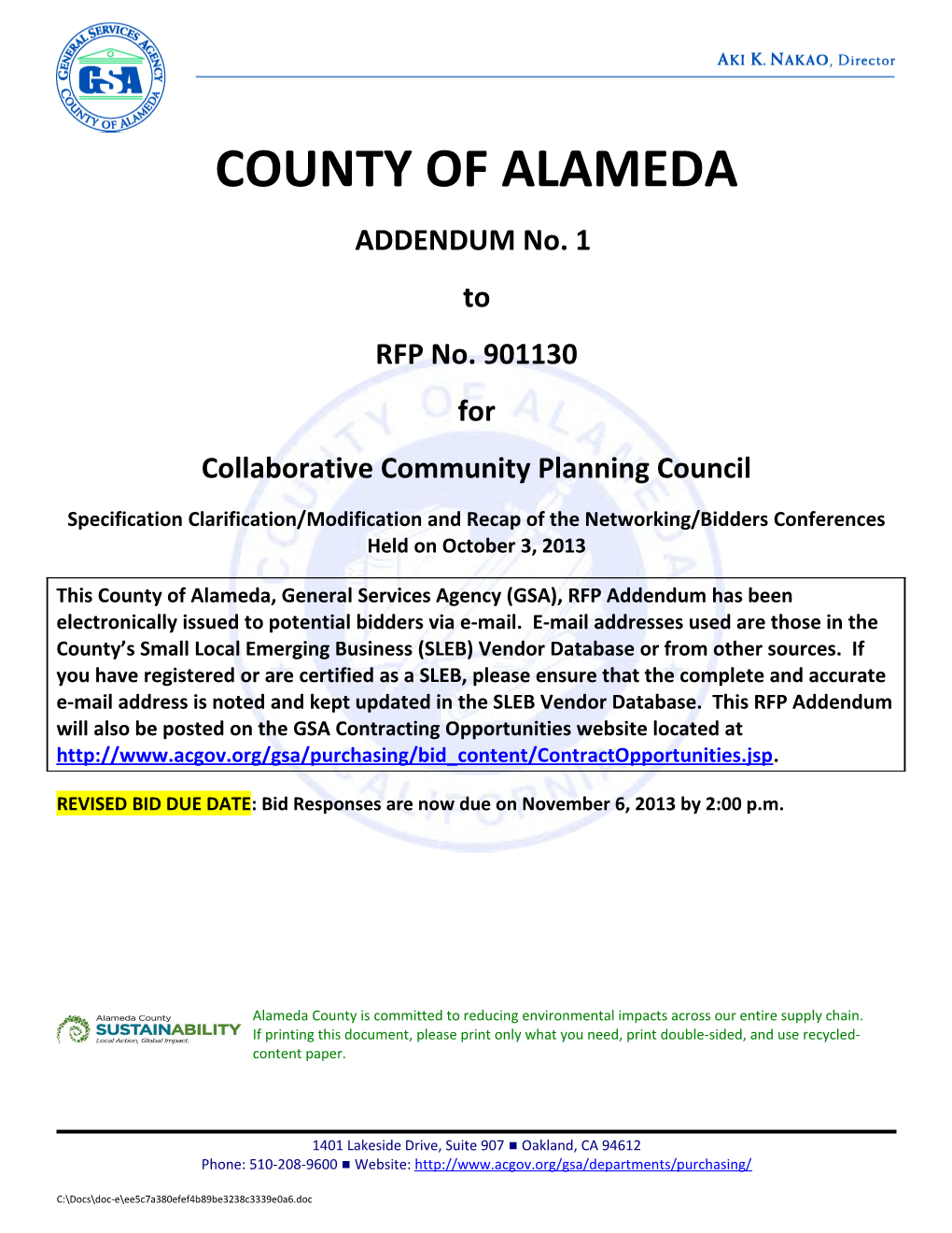 901130 Addendum 1 for Collaborative Community Planning Council