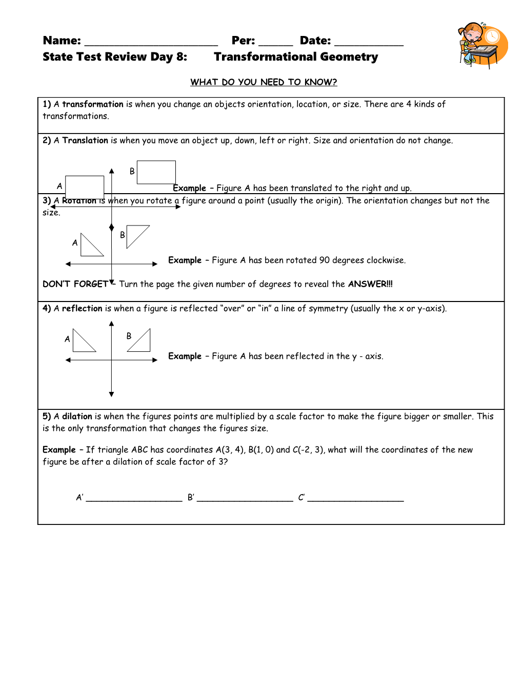 State Test Review Day 8: Transformational Geometry