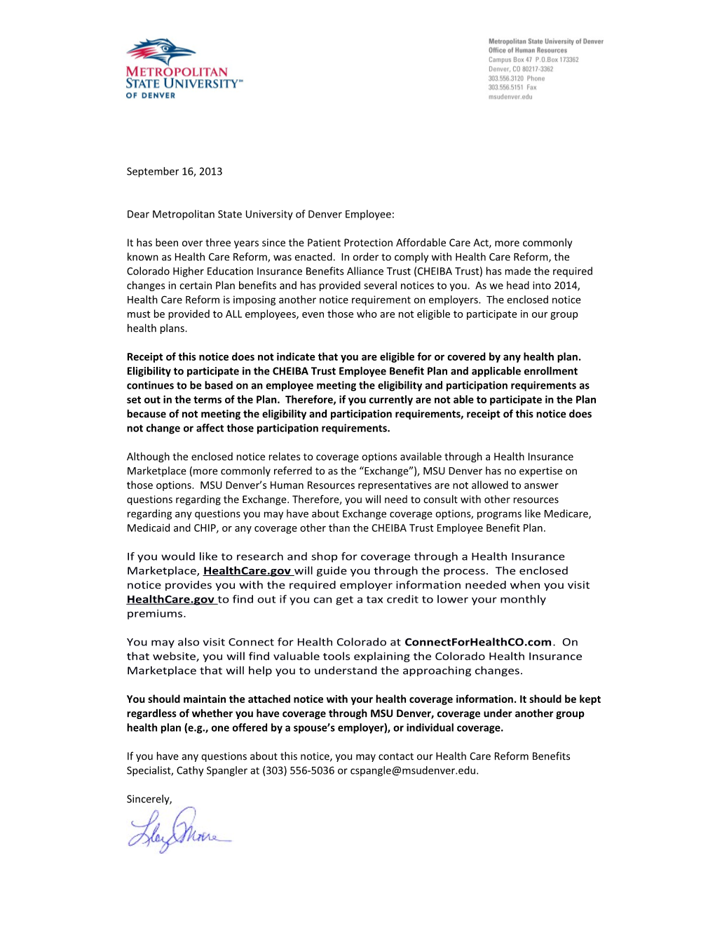 Dear Metropolitan State University of Denver Employee