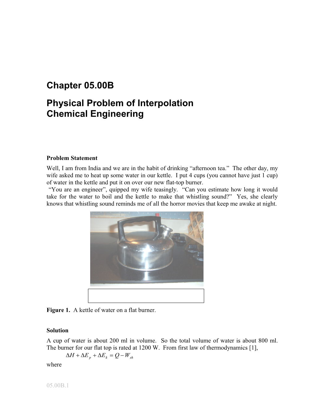 Physical Problem Textbook Notes: Interpolation: Chemical Engineering