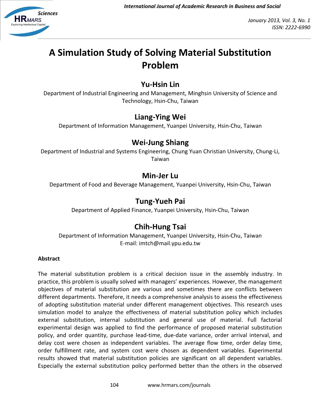 A Simulation Study of Solving Material Substitution Problem