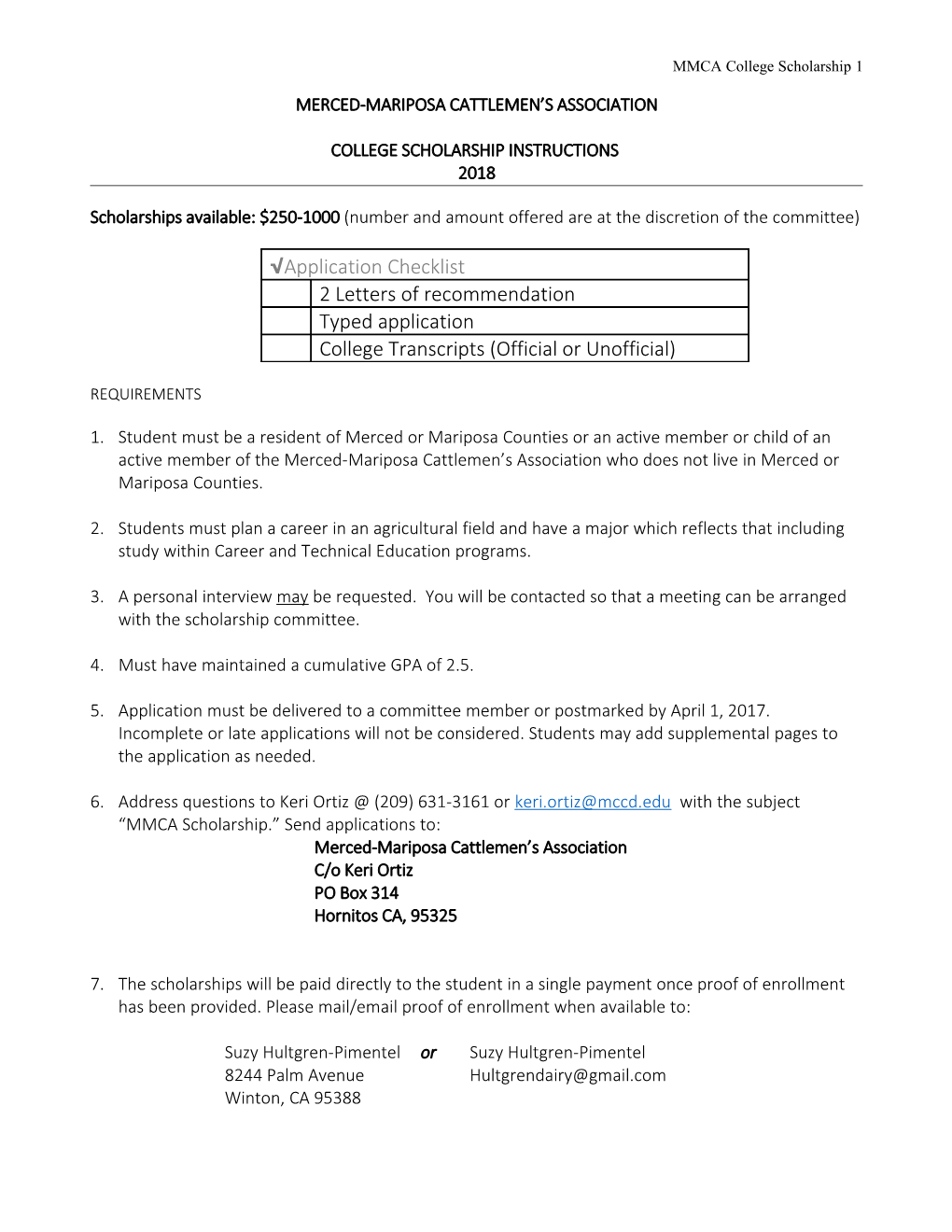 MMCA College Scholarship 1