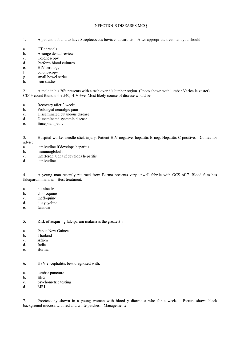 Infectious Diseases Mcq