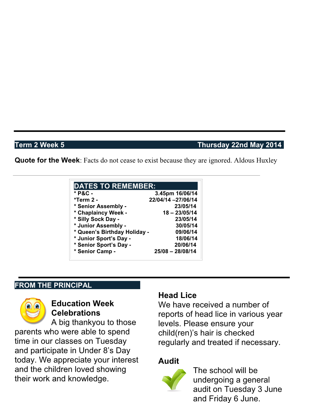 Term 2 Week 5 Thursday22nd May2014