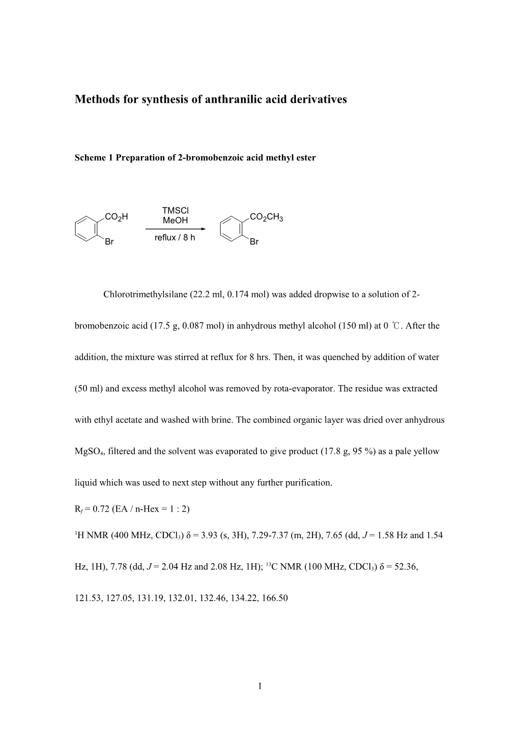 Methods for Synthesis of Anthranilic Acid Derivatives