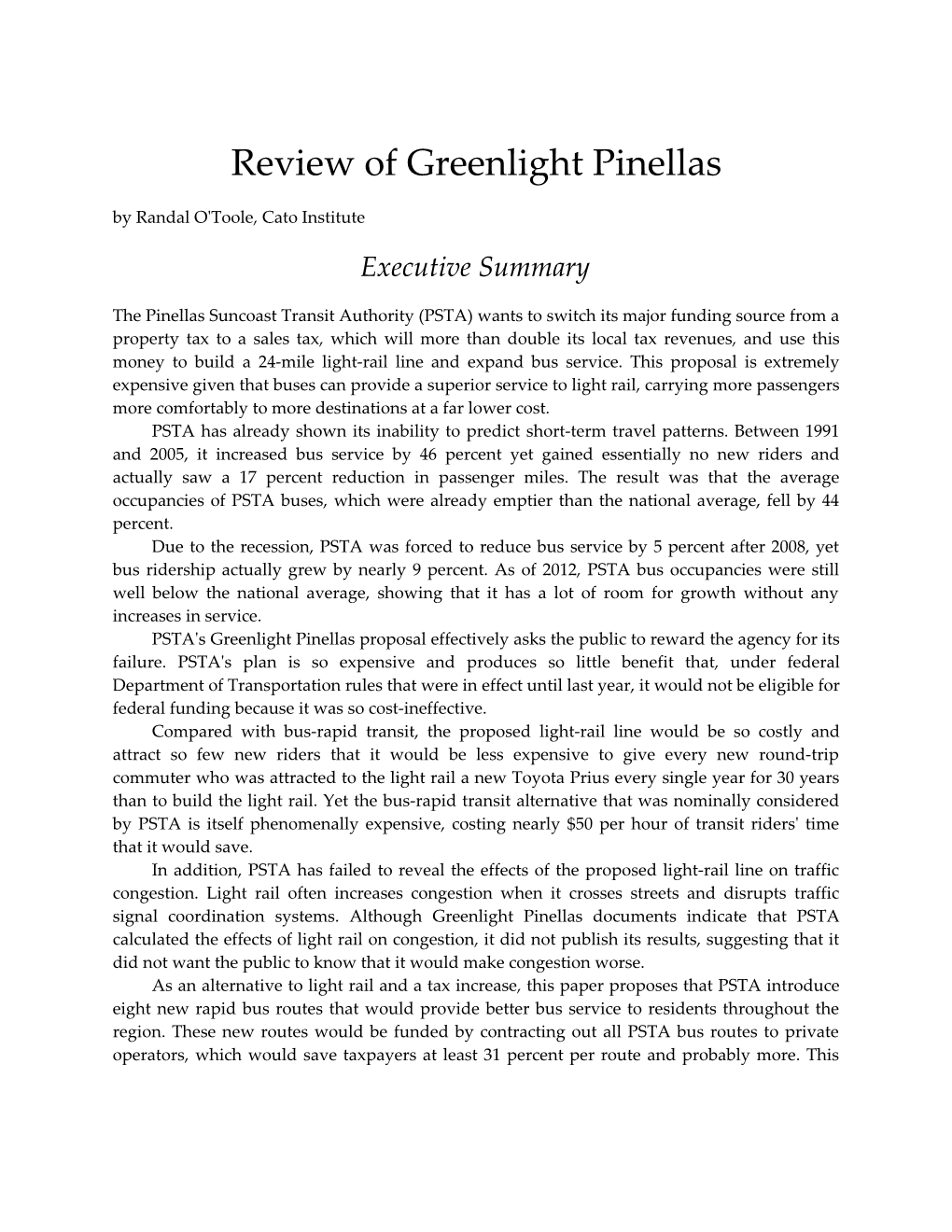 Review of Greenlight Pinellas