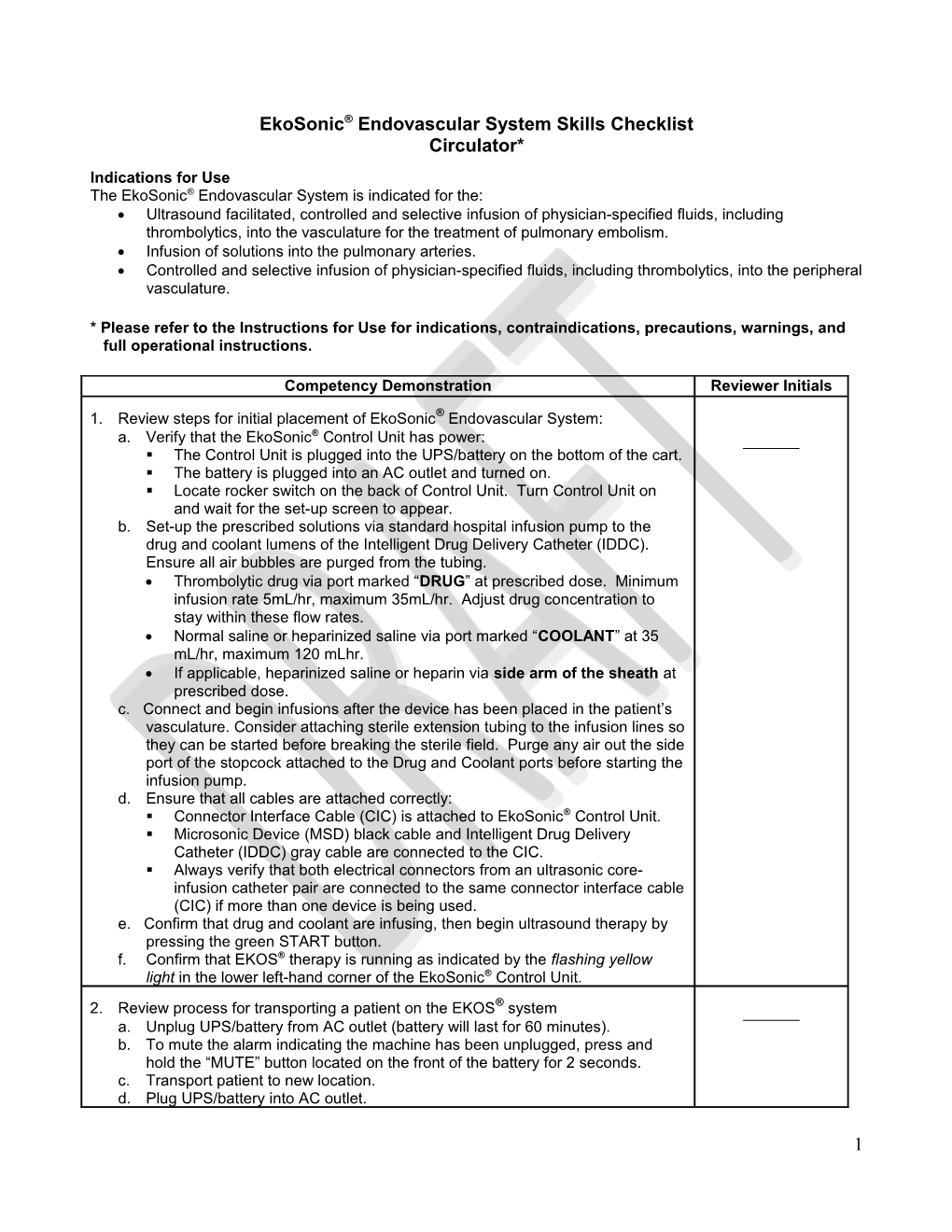 Circulator Skills Checklist