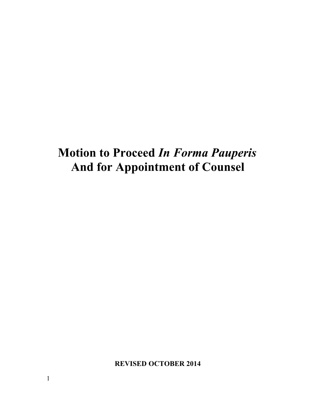 Motion to Proceed in Forma Pauperis