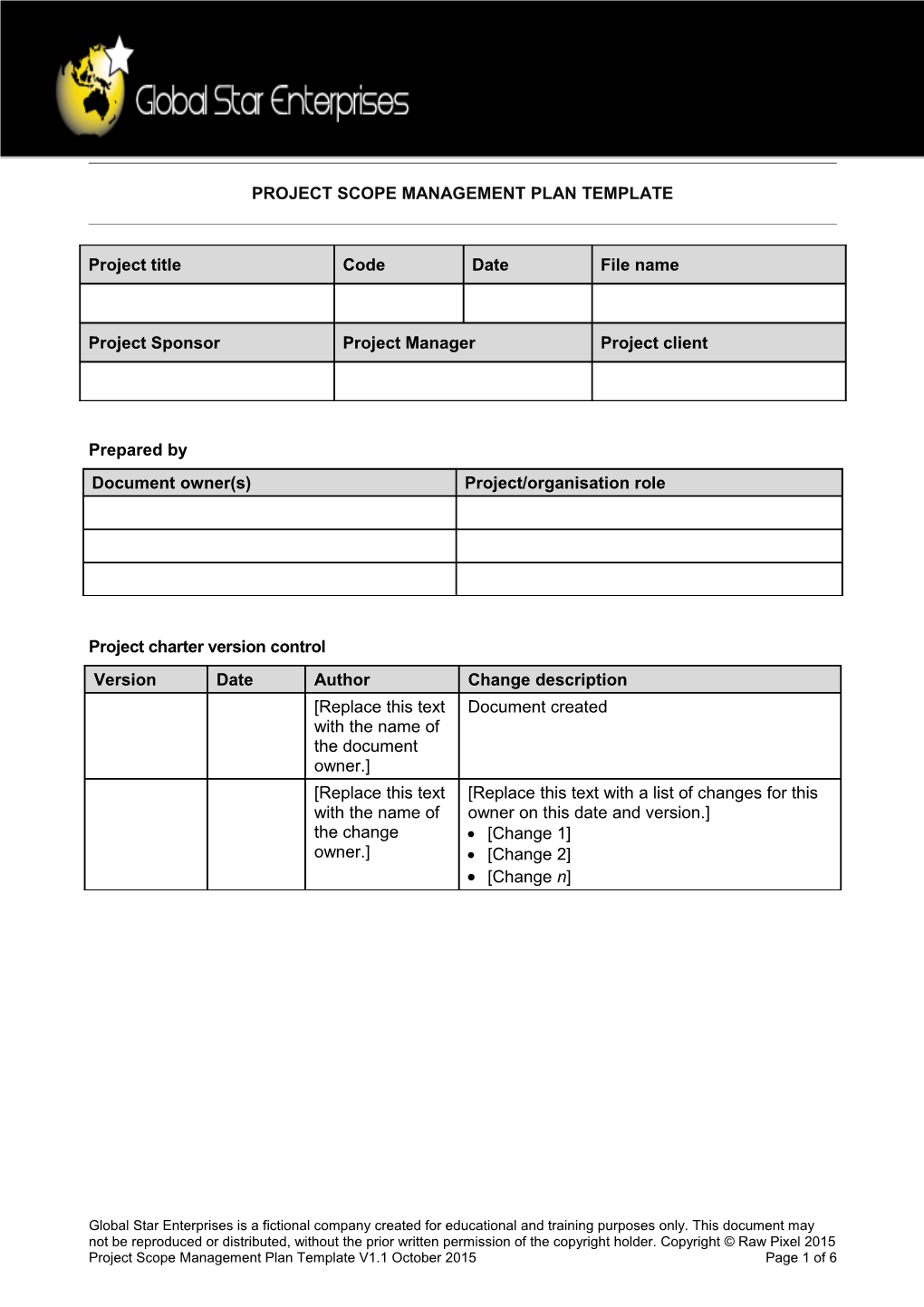 Project Scope Management Plan Template