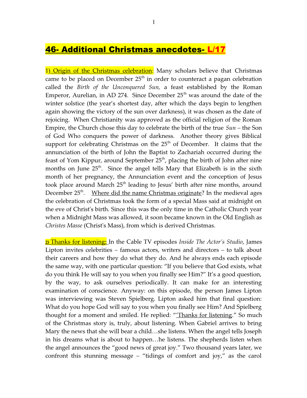 46- Additional Christmas Anecdotes- L/17