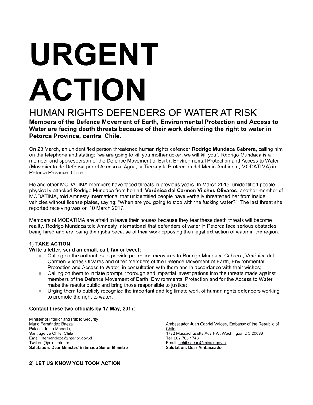 Human Rights Defenders of Water at Risk