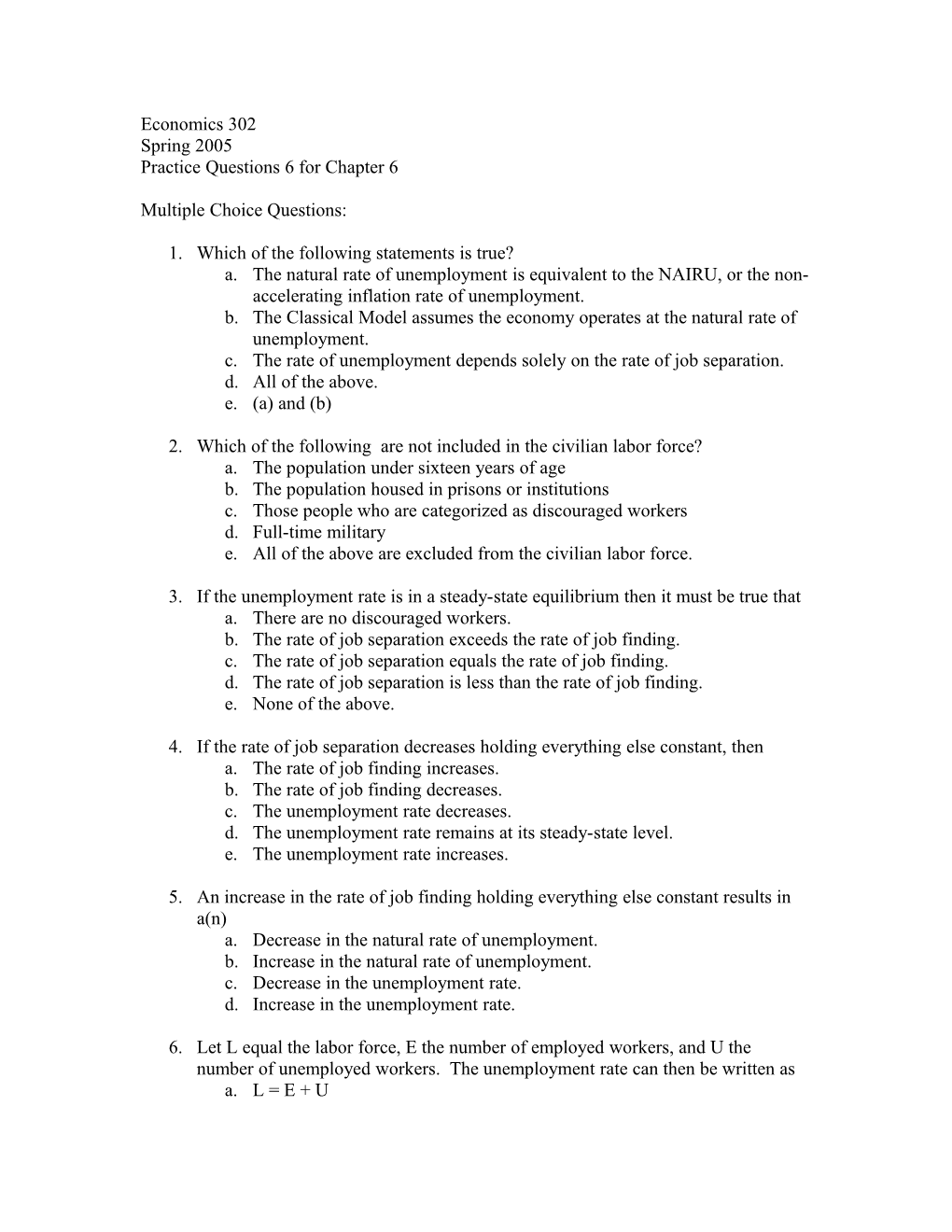 Practice Questions 6 for Chapter 6