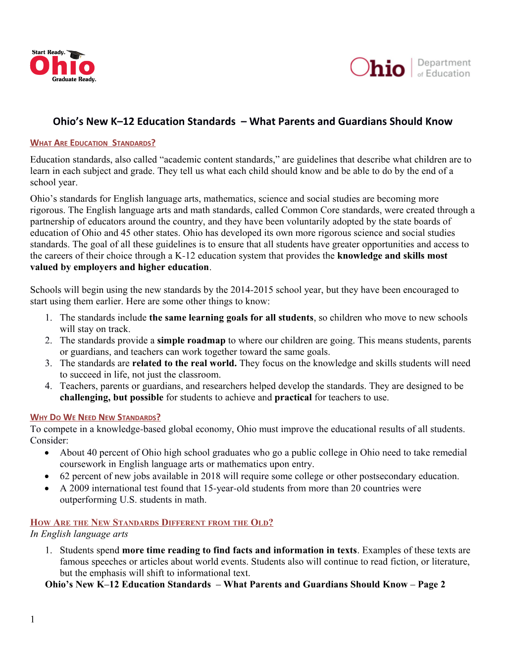 Ohio S New K 12 Education Standards What Parentsand Guardians Should Know
