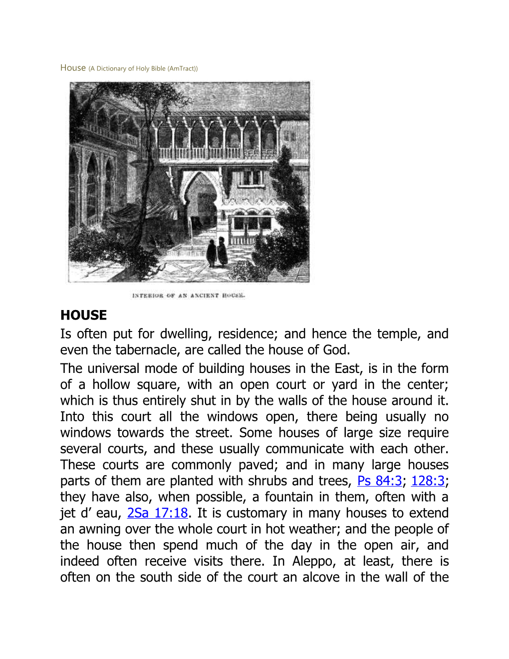 House (A Dictionary of Holy Bible (Amtract))