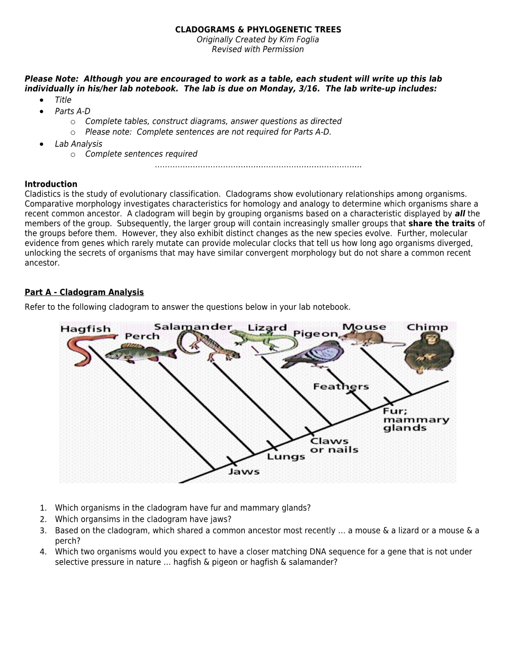 Cladograms & Phylogenetic Trees