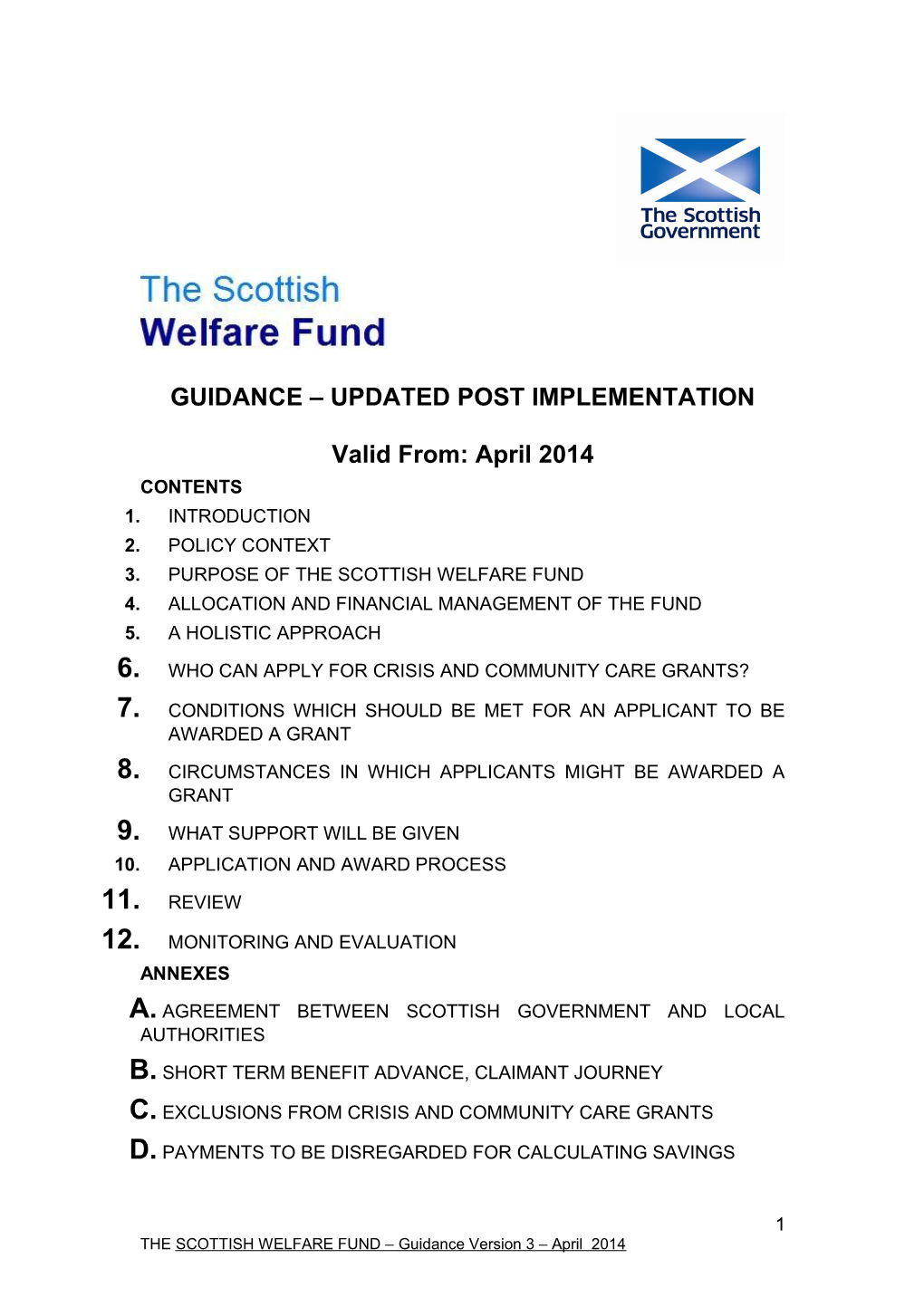Scottish Community Support Grant Draft Guidance