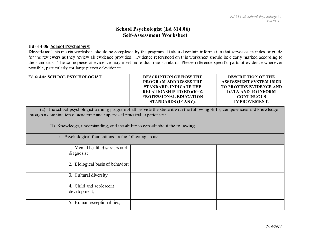 Ed 614.06 School Psychologist 1