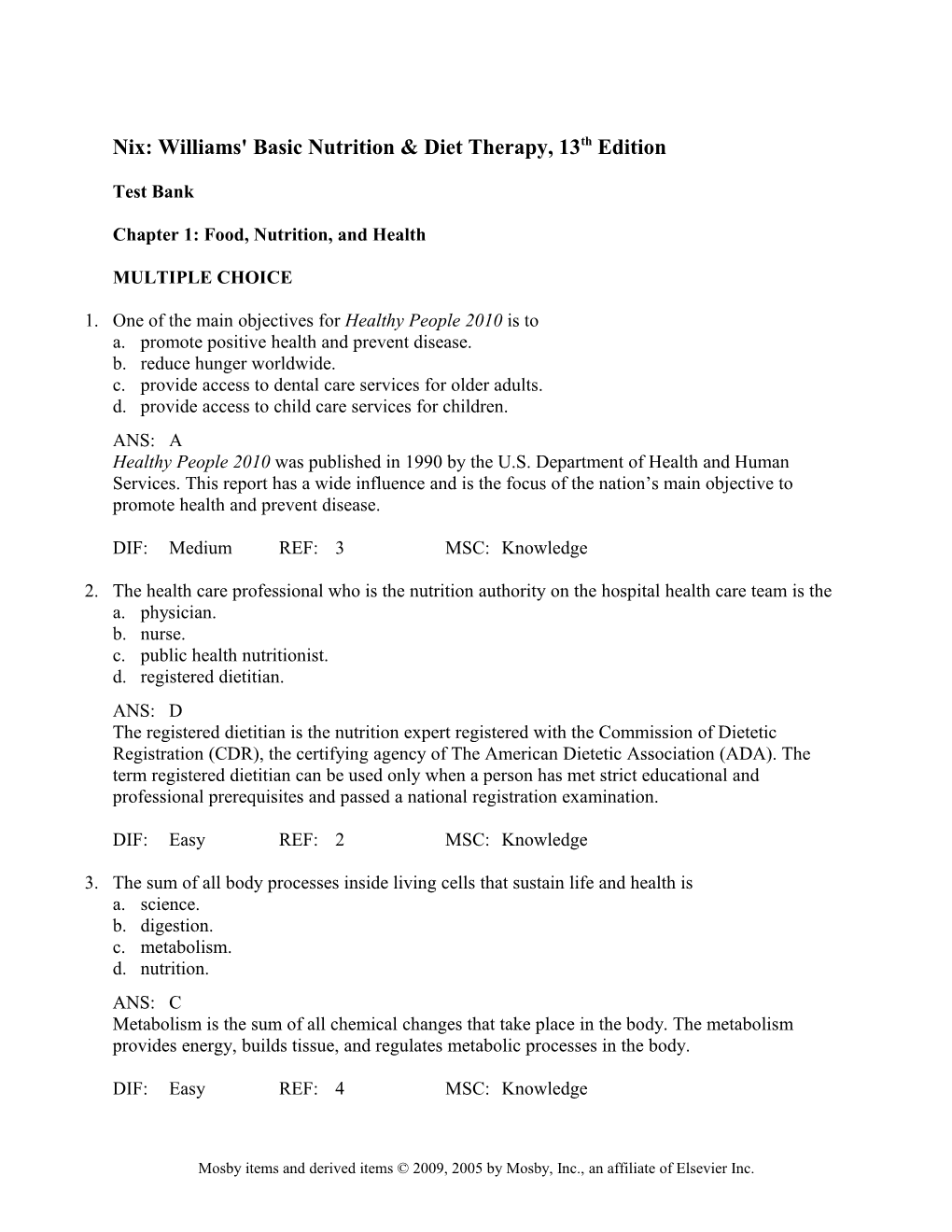 Nix: Williams' Basic Nutrition & Diet Therapy, 13Th Edition