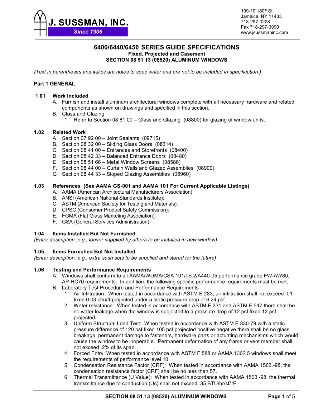 6400/6440/6450Series Guide Specifications