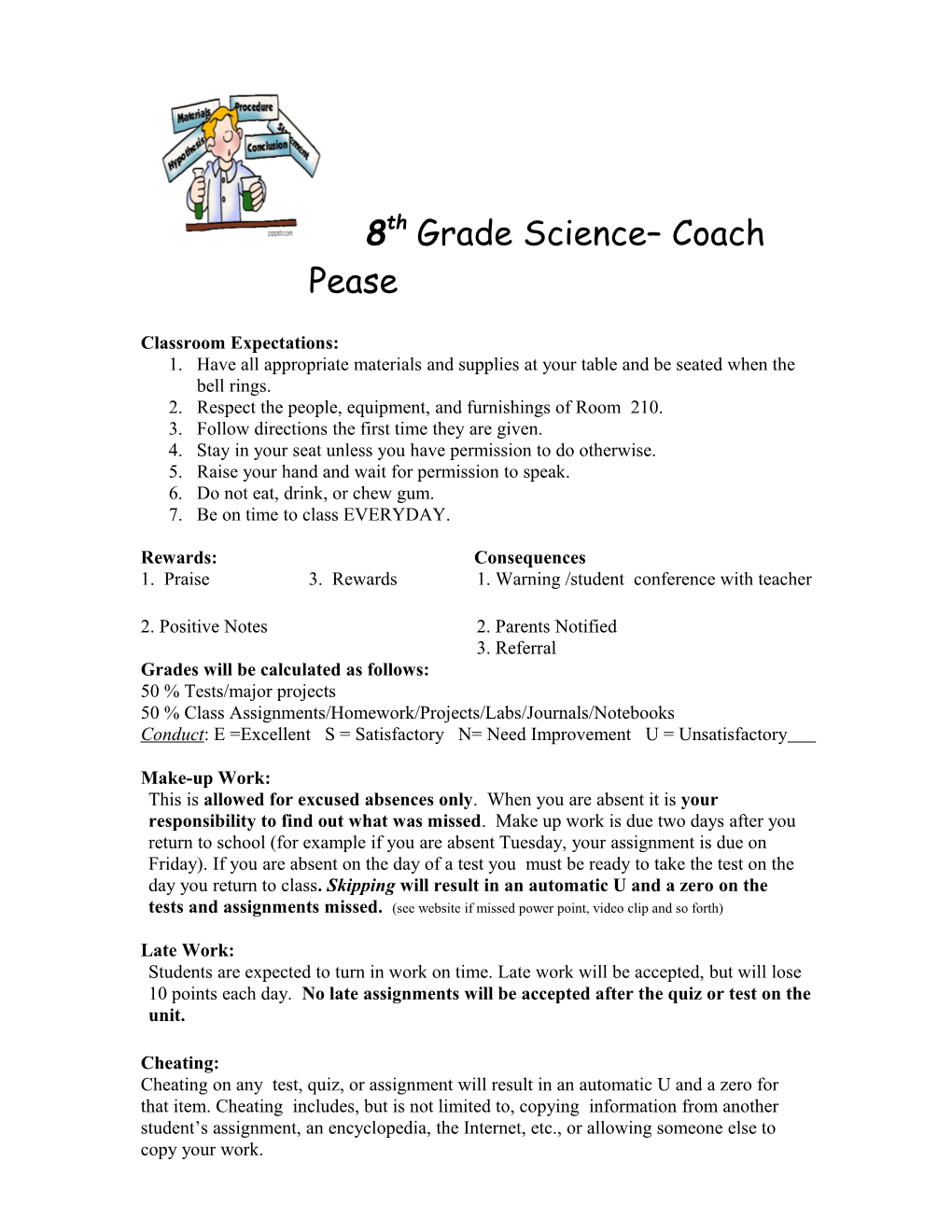 8Th Grade Science Coach Pease