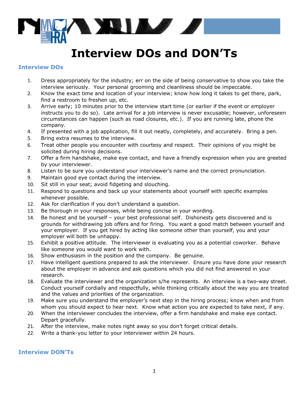 Interview Dos and DON Ts