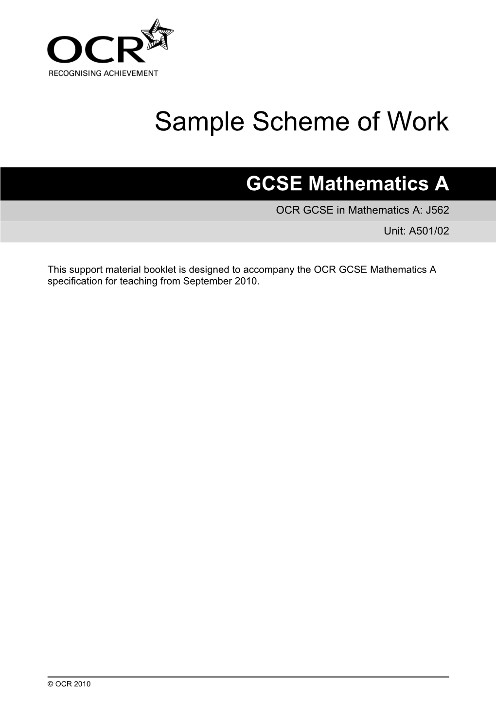 GCSE Mathematics A