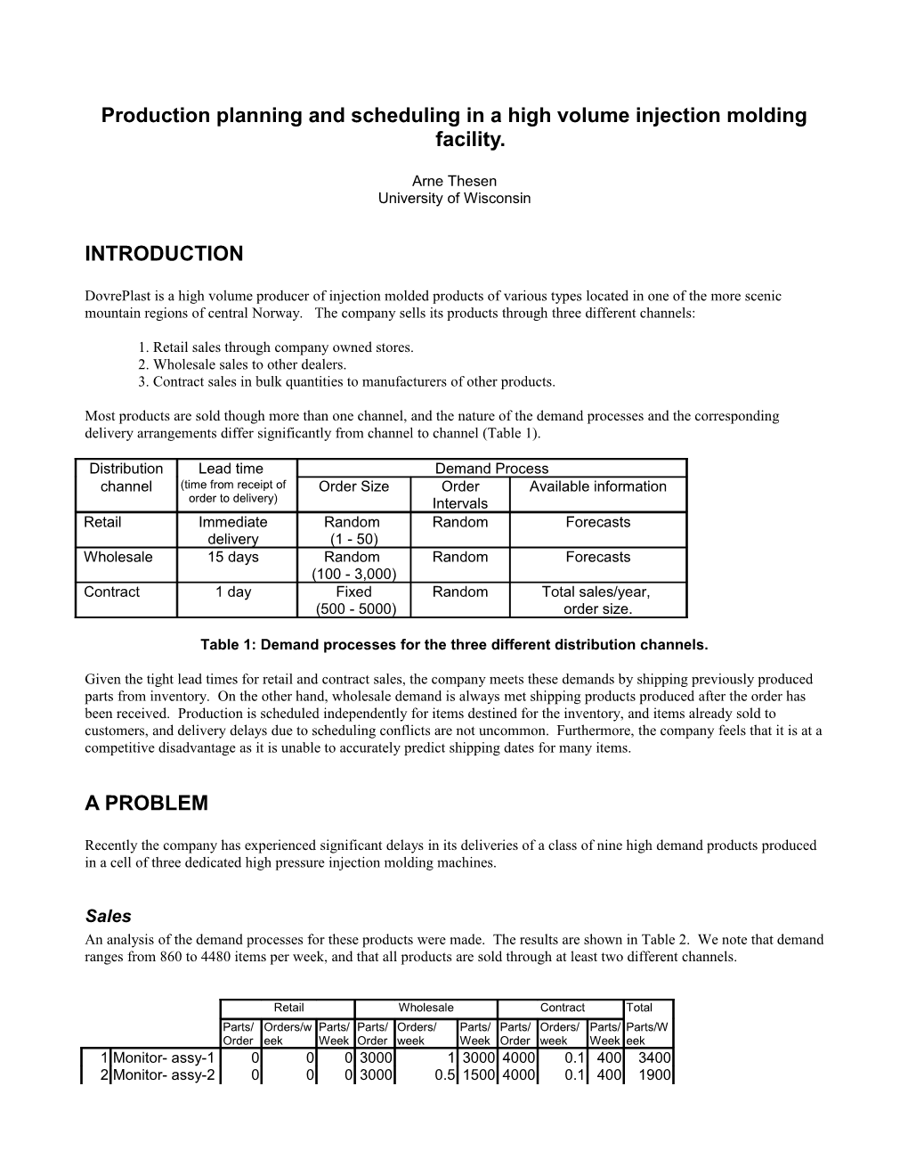 Production Planning and Scheduling in a High Volume Injection Molding Facility