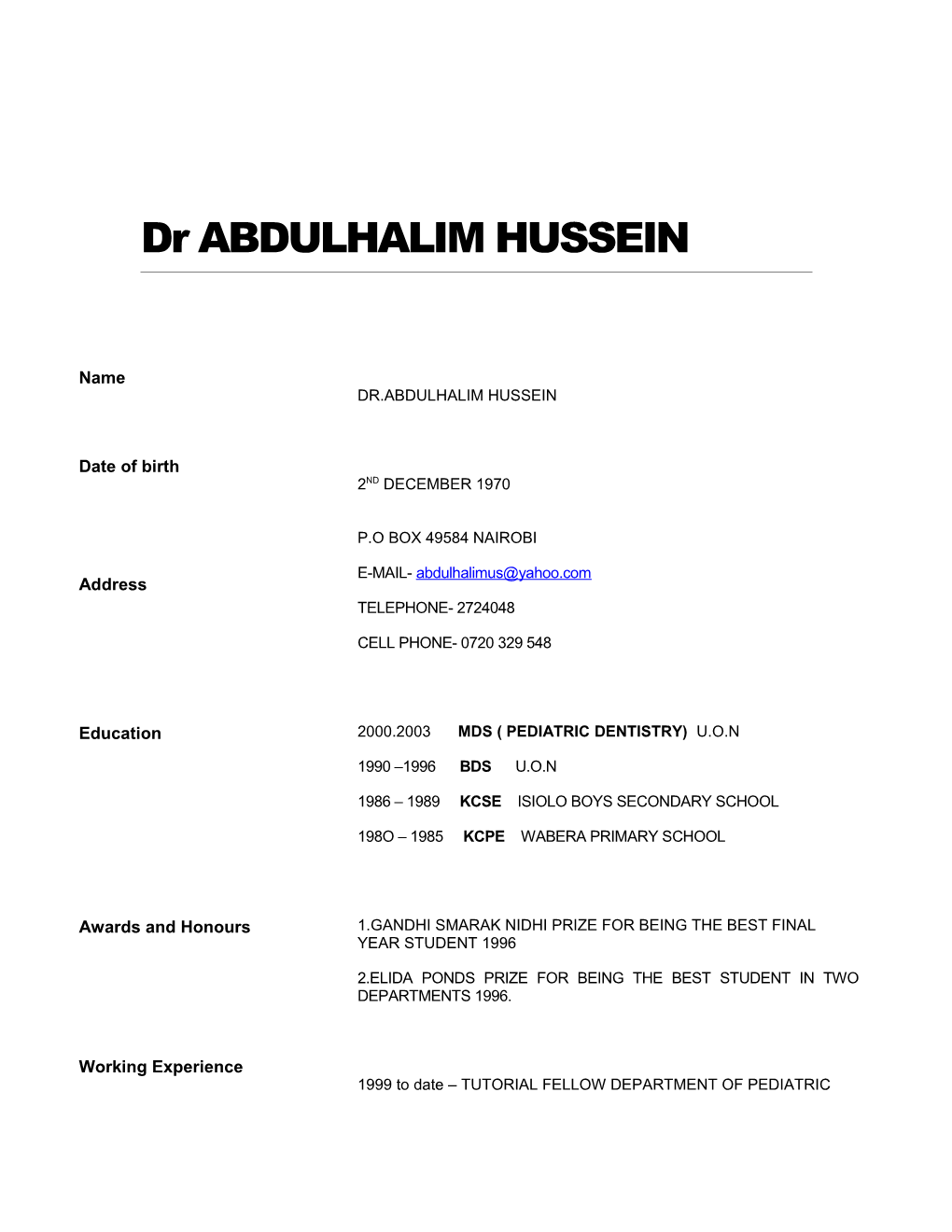Dr ABDULHALIM HUSSEIN