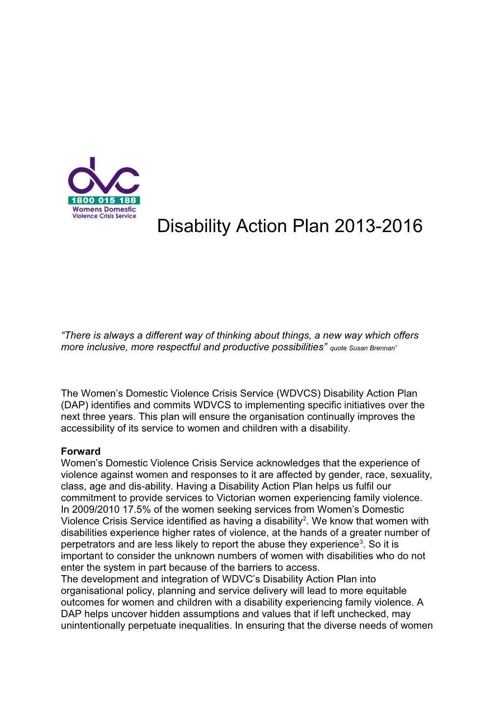 Disability Action Plan 2013-2016