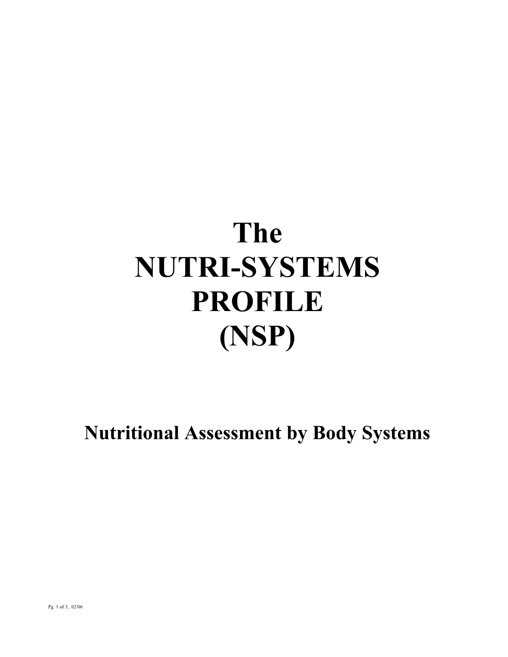 Nutri-Systems Profile