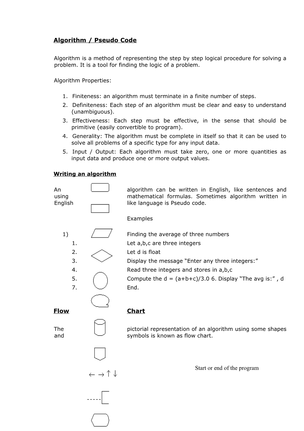 Algorithm / Pseudo Code