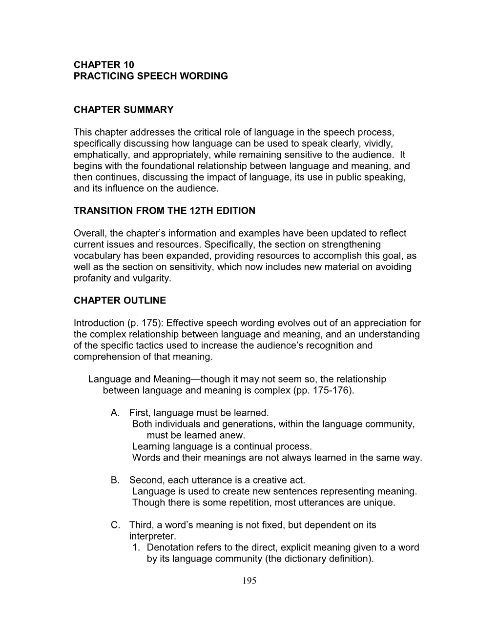 Chapter 10: Practicing Speech Wording