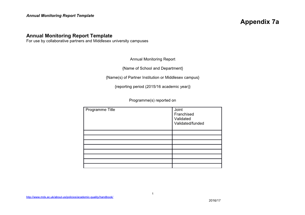 Annual Monitoring Report Template
