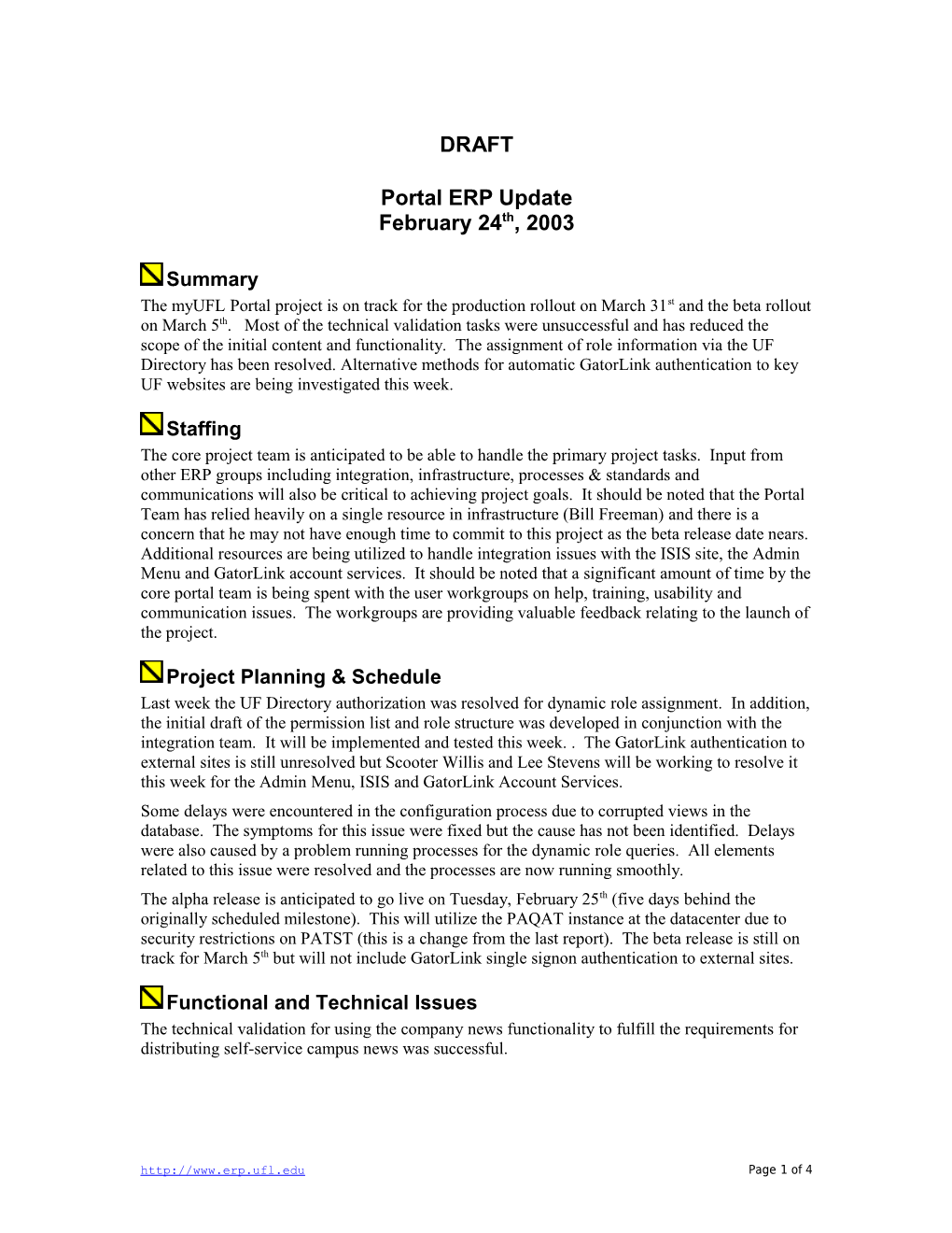 Portal ERP Update February 24Th, 2003